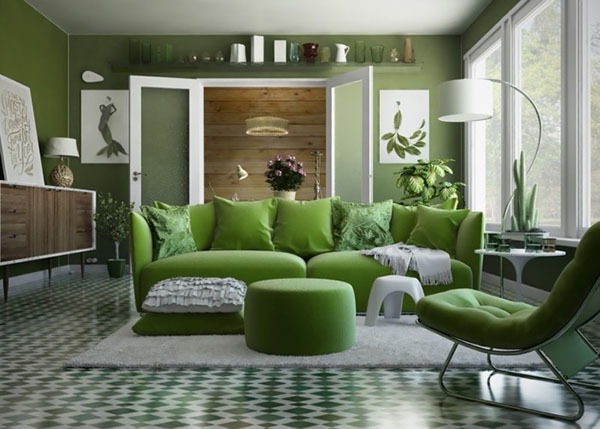 Màu sơn phòng khách đẹp - Màu xanh lá
